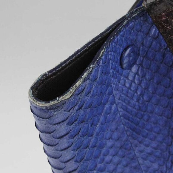 Celine Brown/Blue Python and Calfskin Leather Small Trapeze Bag - Picture 6 of 12